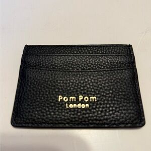 Pom Pom London Black Pebbled Leather Card Holder
